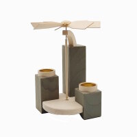 Stumpenpyramide klein 25 cm Esche grau vintage