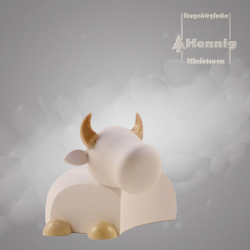 Hennig Ochse modern klein 4,5 cm natur/weiß